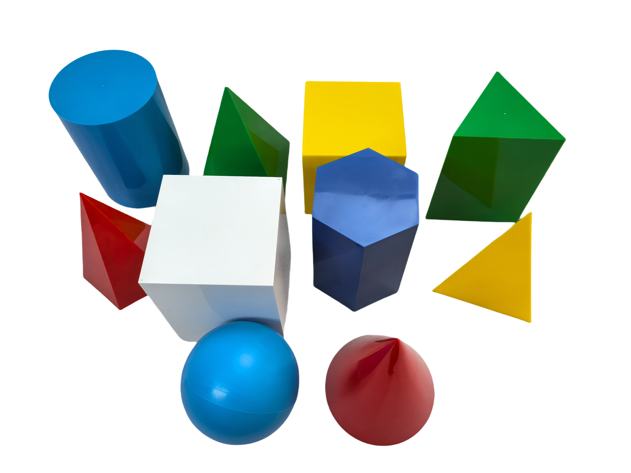 10 stk plastgeometrimodellsett, geometriske faststoffblokker, sett med geometriformer