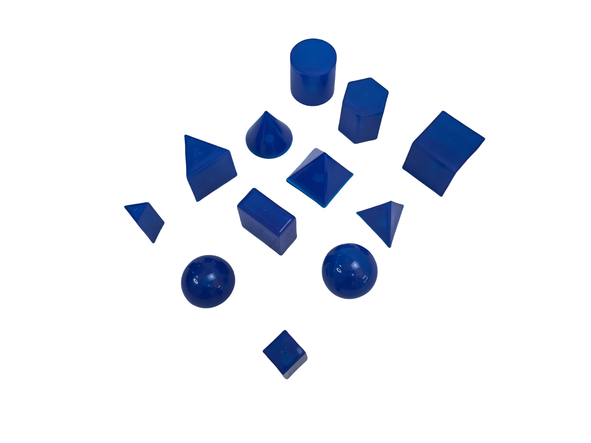 12 deler transparent 3D geometrisk solid modellsett